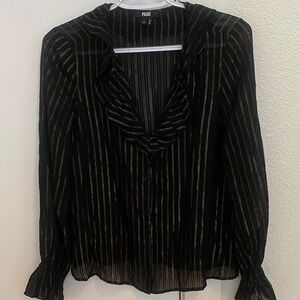 PAIGE Women's Black and Gold Striped Blouse
